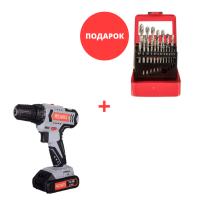 Акция  Дрель-шуруповерт аккумуляторная ДА-14-2Л Ресанта + Набор сверел по металлу от 1-10 мм
