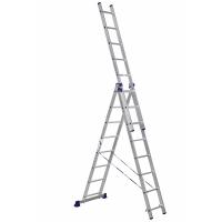Лестница трехсекционная алюминиевая 8 ступеней Алюмет