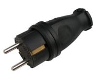 ВИЛКА  КАУЧУК 16А ЧЕРНАЯ ПРЯМАЯ С З/К