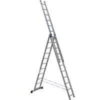 Лестница трехсекционная алюминиевая 11 ступеней Алюмет