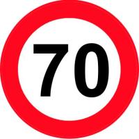 Наклейка ограничения скорости 70 км/ч