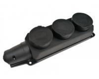 РОЗЕТКА  3-хместная с заглушками Каучук с/з 16А 250В ip44