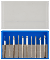 Набор мини-нисадок с алм. напыл. р 180,хвост. 3мм, в пластиковом боксе, 10 предм.Зубр