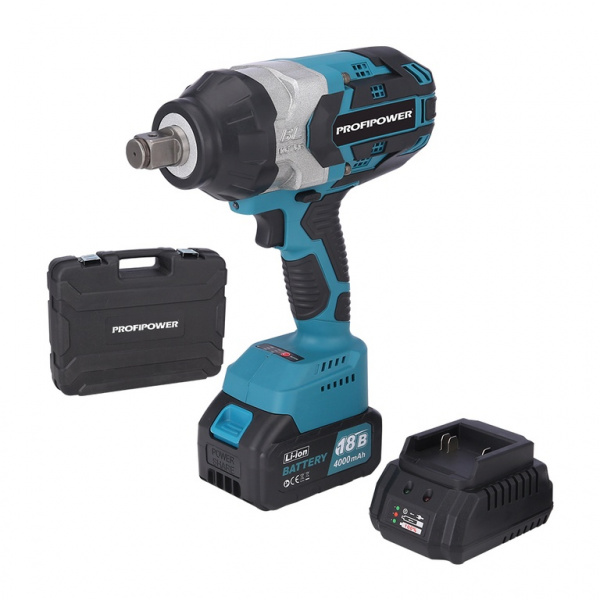 Гайковерт бесщеточный ударный ProfiPower DTD-18B ( Li-ion-1шт, 4.0Ач, , 3/4, 1300Нм,в кейсе